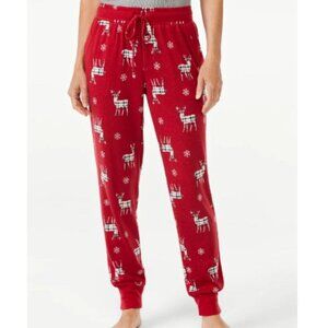NEW XL 16-18 Women's Christmas Plaid Deer Sleep Joggers w/ Pockets